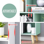IOTXY Wooden Open Shelf Bookcase - 3-Tier Floor Standing Display Cabinet Rack with Legs, 8 Cubes Bookshelf, Pear Yellow