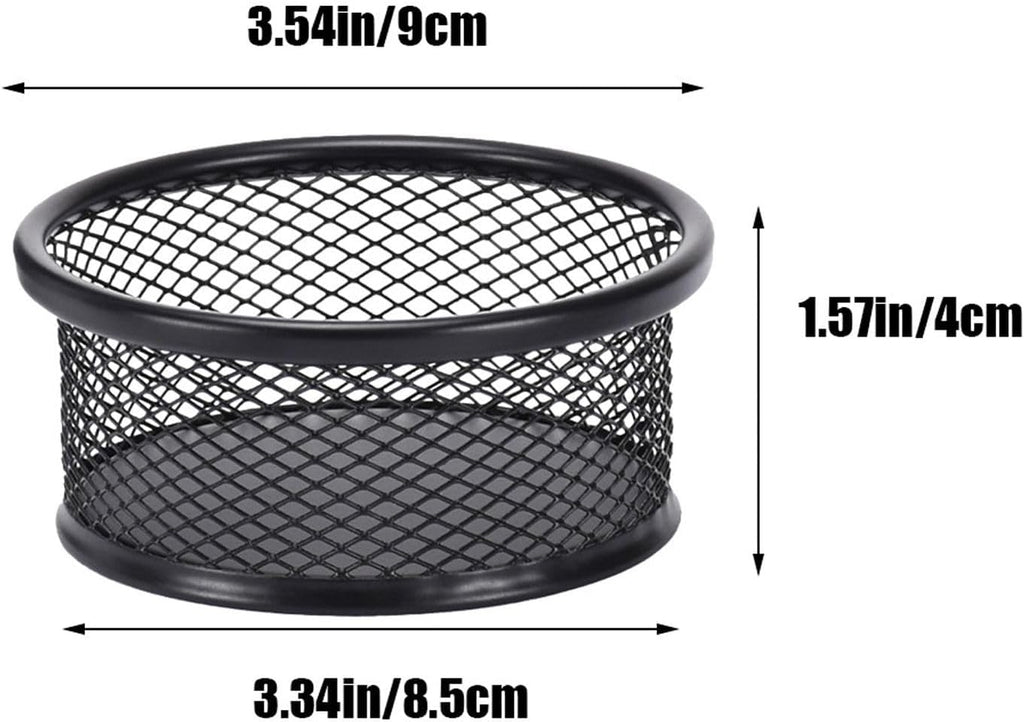 1Pc Black Metal Paper Clip Holder Mesh Paperclip Bowl Binder Clip Dispenser Desk Bobby Pin Container Organizer for Home Office Classroom School Desk Supplies Holders