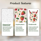 Laundry Baskets 15.7x19.7 Inch Large Strawberry Daisy Design Collapsible Laundry Hamper with Handles Oxford Fabric Clothes Storage Bin Foldable Dirty Clothes Organizer for Bedroom Bathroom Dorm