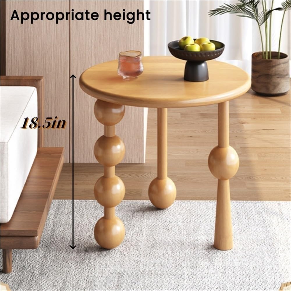 Creative Design Small Coffee Table Wood Round Side Table Retro Style 3-Legged...