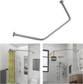 Corner Shower Curtain Rod Adjustable Stainless Steel Diamond Shaped Rack Drill Free Install for Bathroom, Bathtub, Clothing Store (Diamond Shaped, Both Sides: 17"-25.6",Middle:20"-26)