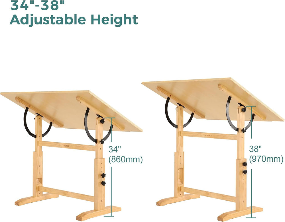 VISWIN Wood Drafting Table for Adults, 30" X 42" Extra-Large Drawin...