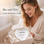 Fiance Jewelry Dish Tray – Engagement Ring Holder Ceramic Trinket Dish, Elegant Jewelry Organizer for Women, Bridal Shower Engagement Gift for Future Wife