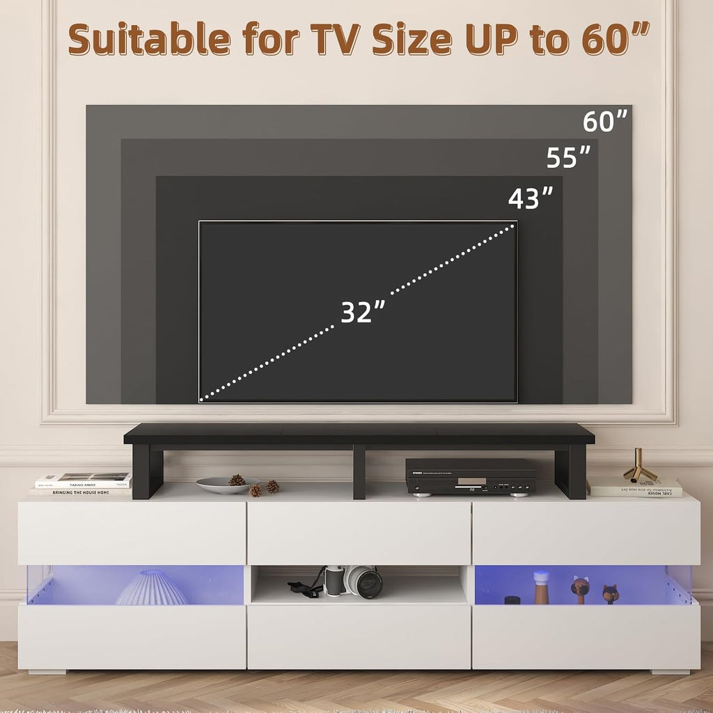 YAOHUOO 45" Large TV Riser for 32-60 inch TV, TV Riser Stand Shelf,Black | Steel Legs,Tabletop TV Stand Riser for Home Office,Fit TV/Monitor/Laptop/Soundbar,7.1"Height,Holds up to 120lbs