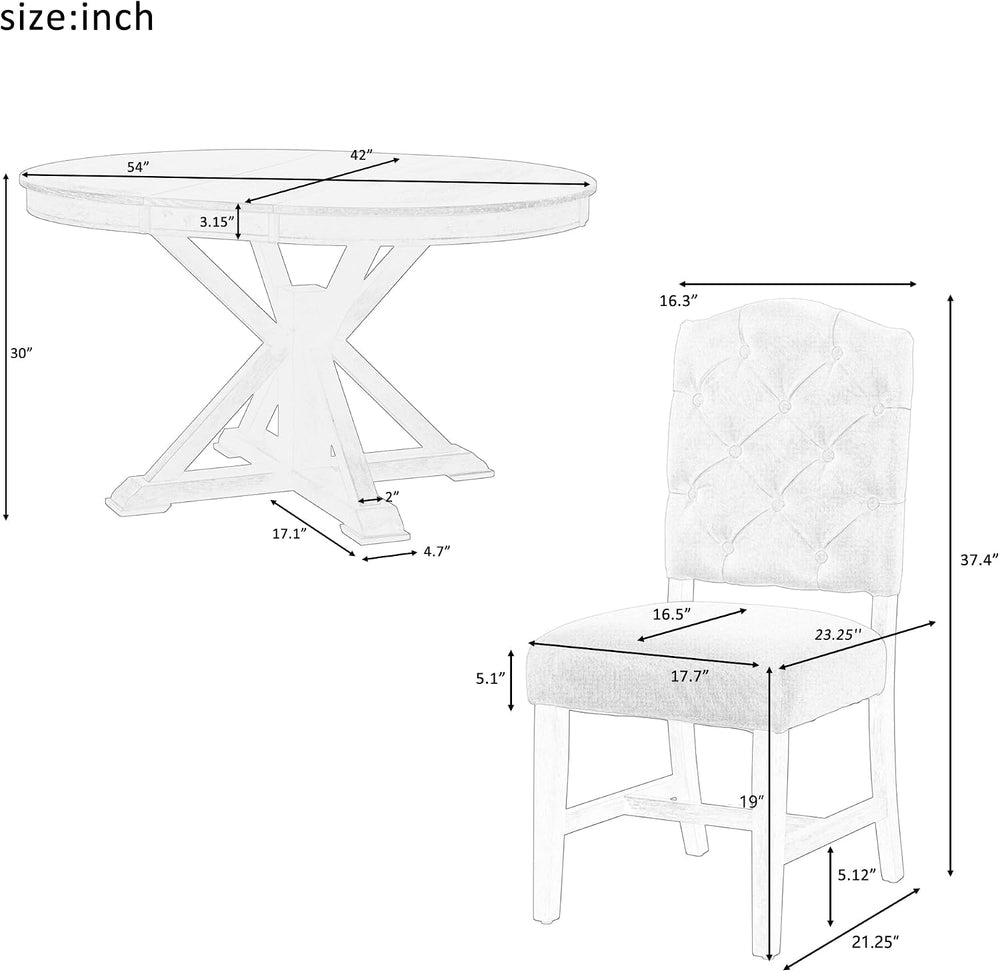 Bellemave Extendable Dining Table Set for 4, 5-Piece Round Table Set with 4 C...