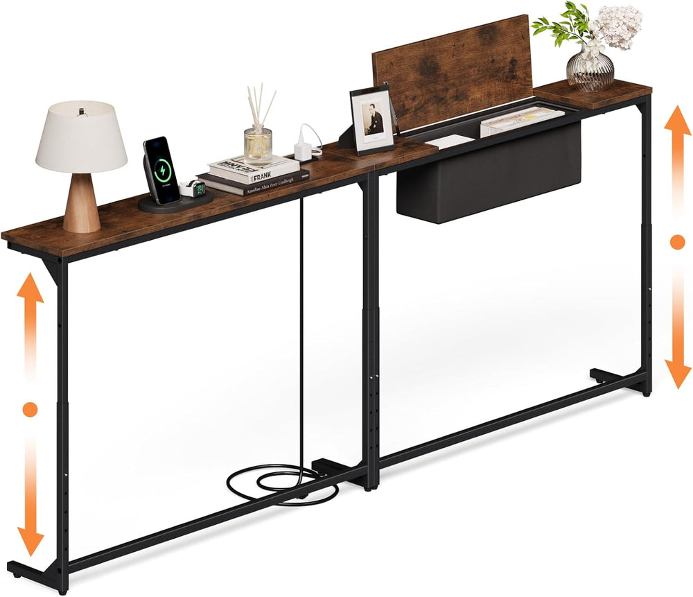 LIFECHOVY Narrow Console Table Behind the Couch with Power Outlets | Adjustab...