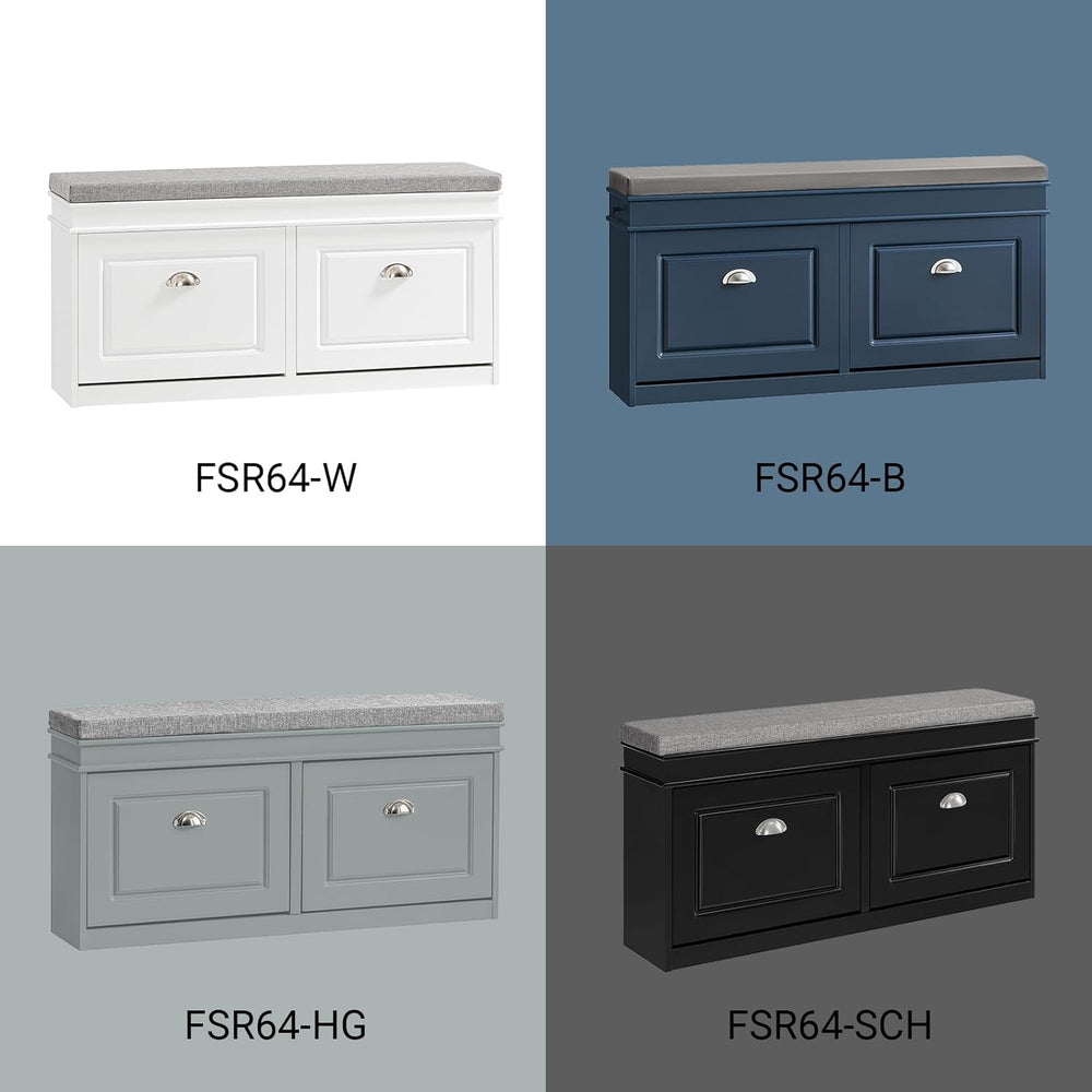 Haotian Shoe Storage Bench Entryway, Shoe Cabinet Bench with 2 Flip Drawers &...