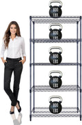 36"x18"x72" Prime Heavy Duty Black 5-Tier Wire Shelving NSF 4000 LBS MAX Capacity Storage Rack for Commercial, Hospital, School, Garage, and Kitchen Uses (with Wheels)