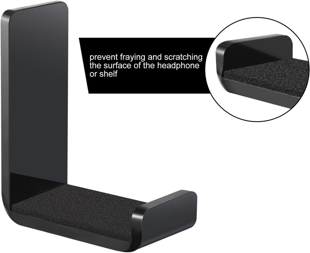 Weewooday 4 Pieces Headphone Hanger Holder Desk Adhesive Headphone Hook Wall Mount Headset Stand Acrylic Holder with Glues for General Purpose Game Earphone(Black)