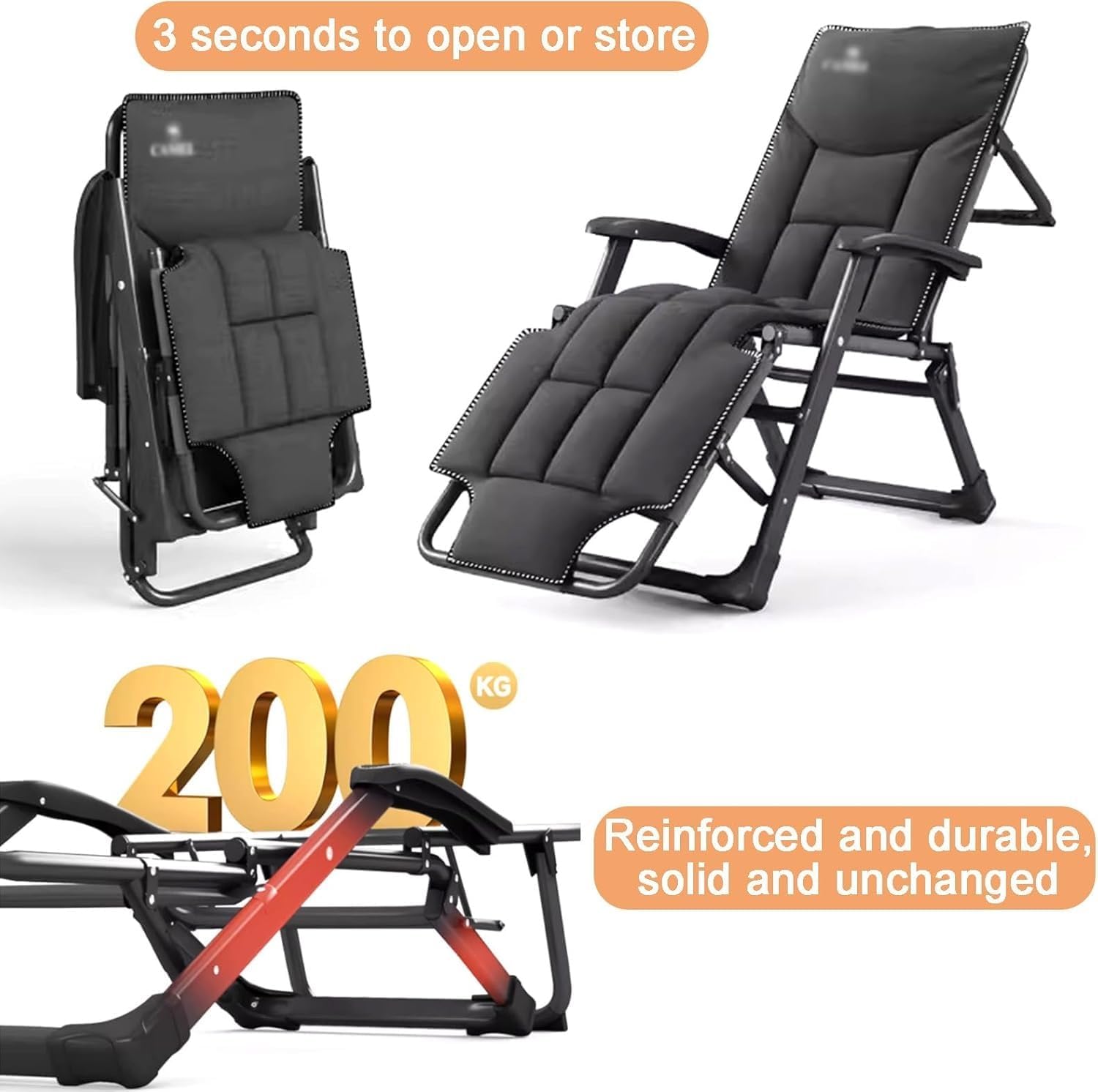 Gravity Chair, Premium Lawn Recliner Folding Portable Chaise Lounge for Patio Beach(Light Gray)