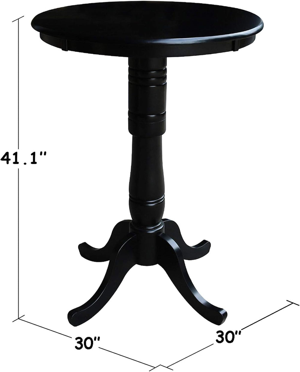 International Concepts 30" Round Top Pedestal Table - 40.9" in Black