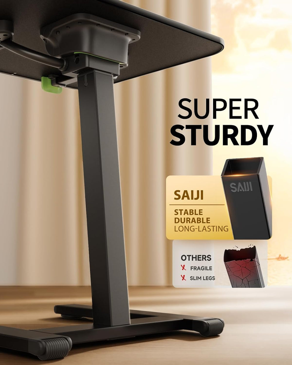 SAIJI Sturdy TV Tray Table with Wheels, Heavy Duty Metal TV Trays for Couch |...