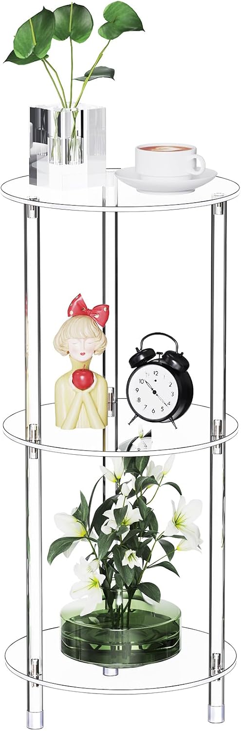 Clear Round Acrylic Side Table for Small Spaces, 11.81" L x 11.81" ...