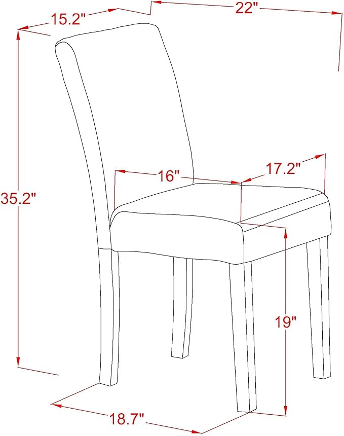 East West Furniture V627AB624-5 5 Piece Dining Set Includes a Rectangle Dining Room Table with V-Legs and 4 Black Color Linen Fabric Upholstered Parson Chairs, 40x72 Inch, Multi-Color
