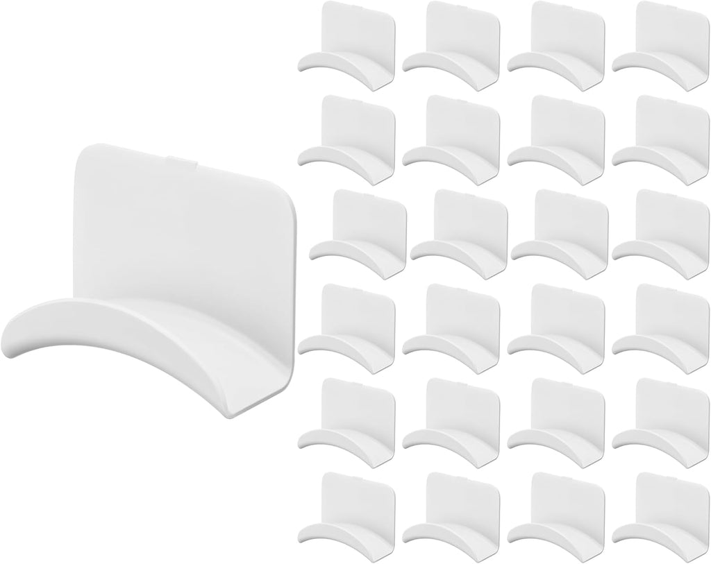 Headphone Wall Hangers Adhesive Gaming Headset Holder Hooks for Wall Mount Strong Universal Stand Hooks for Most Headphone Controller, Hat, Baseball Caps, Door, Closet(White,24 Pcs)