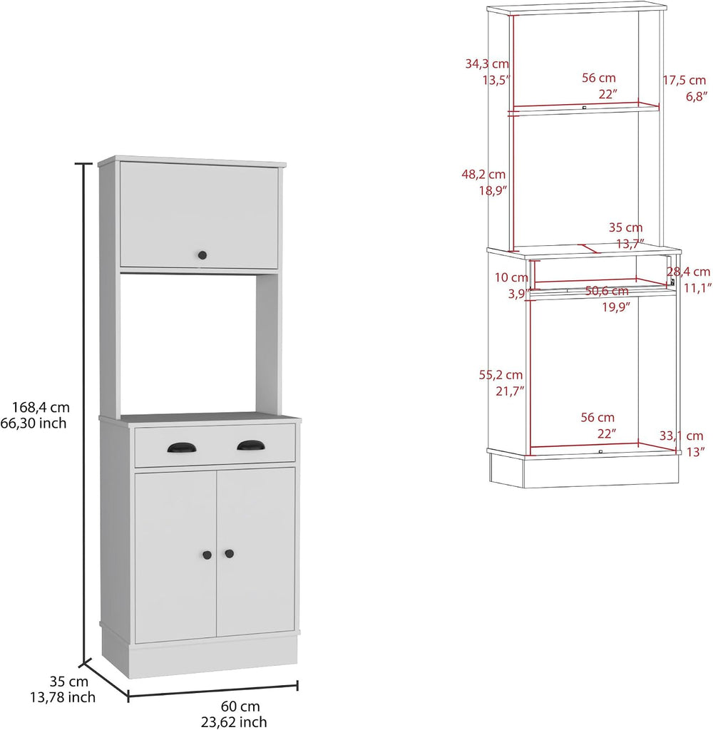 Tampa Kitchen Pantry with Drawer and 2 Cabinets