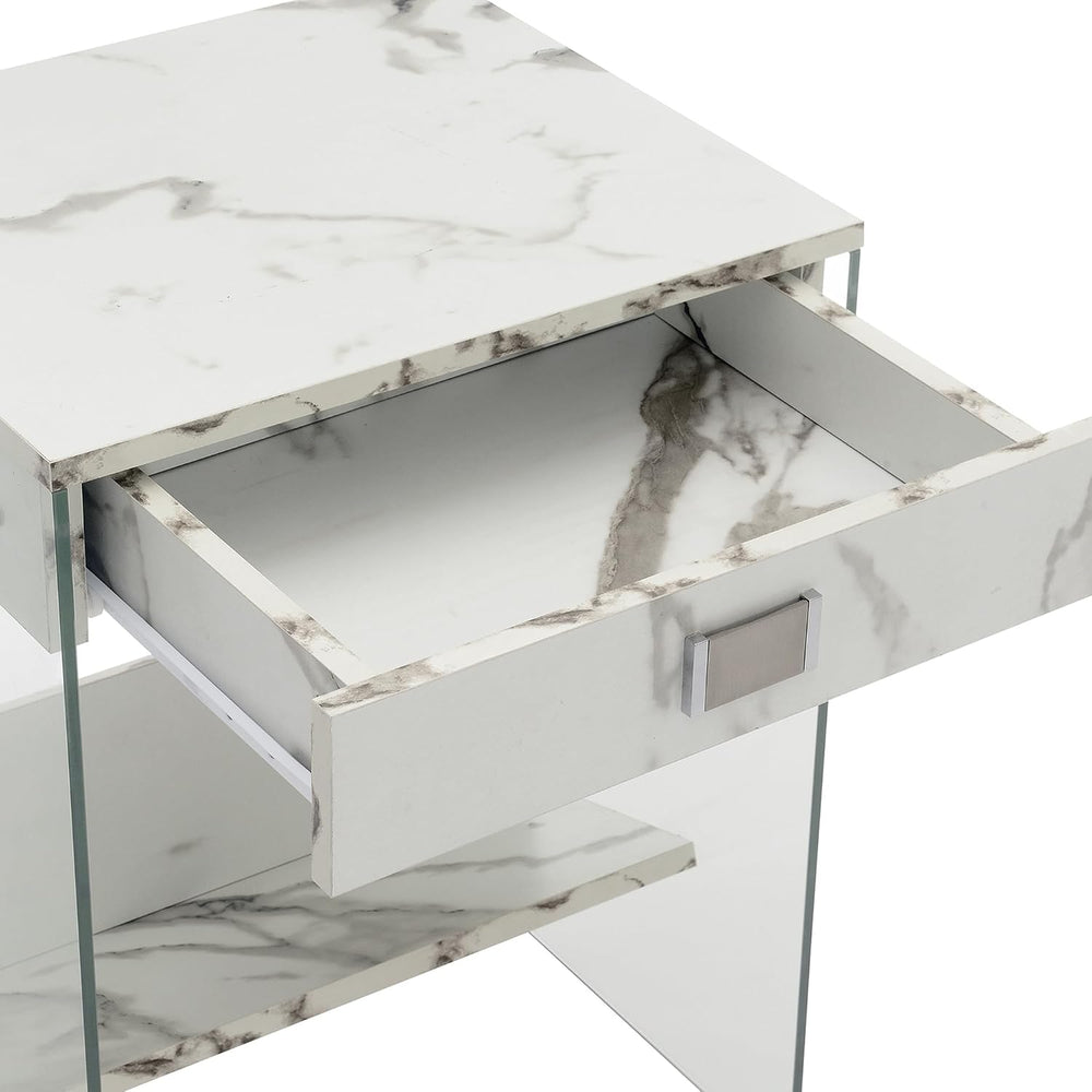 Convenience Concepts SoHo 1 Drawer Glass End Table 18" - 2 Tier Modern, ...