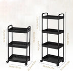 3-Layer, 4-Layer Rolling Cart with Wheels, Detachable Utility Storage Cart with Handle Storage Basket Organizer Shelves for Bathroom, Kitchen Pack of 2