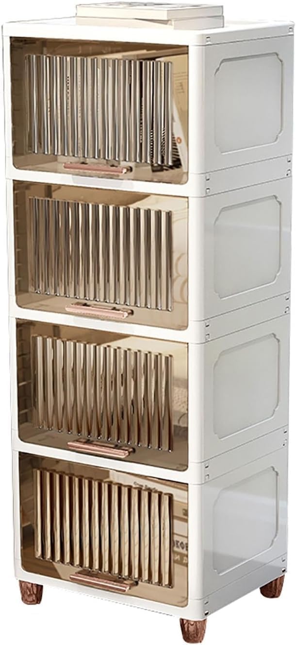 Translucent Nightstand with Flip Drawer, Simple and Stylish Bedside Table for...