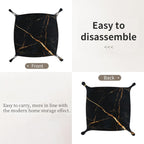Black Marble Valet Tray Catchall Trays Key Organizer Leather Tray Night Stand Organizer Bedside Vanity Trays Decor for Entryway Table