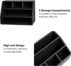 PU Leather Desk Organizer, Luxury Remote Control Holder for Home, Office Desk Accessories Table Caddy Bedside Nightstand Organizer (Black)