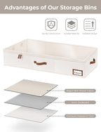 StorageWorks Extra Large Under Bed Storage Containers with Handles and Label Holder, 2 Pack Ultra-thick Fabric Underbed Bins, Closet Organizer for Clothes, Blankets, Sweater