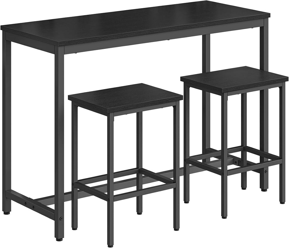 HOOBRO Bar Table and Chairs Set, 47.2" Rectangular Pub Table with 2 Stoo...