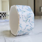 Ceramic Paper Clip Holder Gold Line Paper Clip Dispenser Organizer for Desk Cute Floral Pattern Office Binder Clip Holder Bobby Pin and Hair Clip Holder Gift for Office Blue Flowers