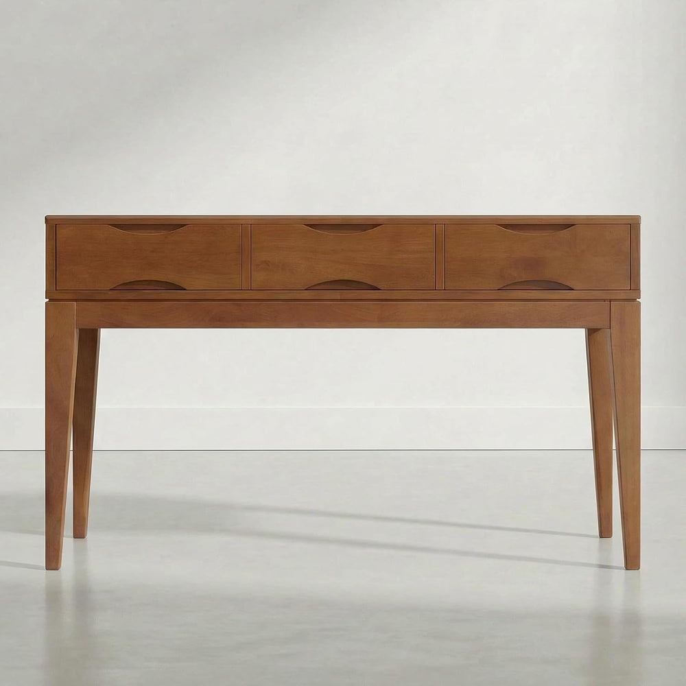 SIMPLIHOME Harper 54" Wide Solid Wood Console Table in Tawny Brown Teak