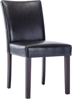 Watson & Whitely Upholstered Dining Chairs Set of 4, Faux Leather Armless Dining Room Chairs with Solid Wood Legs & Back Side Chair for Kitchen, Living Room, Restaurant, Black
