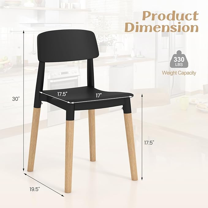Giantex Modern Dining Chairs Set of 4, Plastic Dining Side Chair Set w/Sturdy...