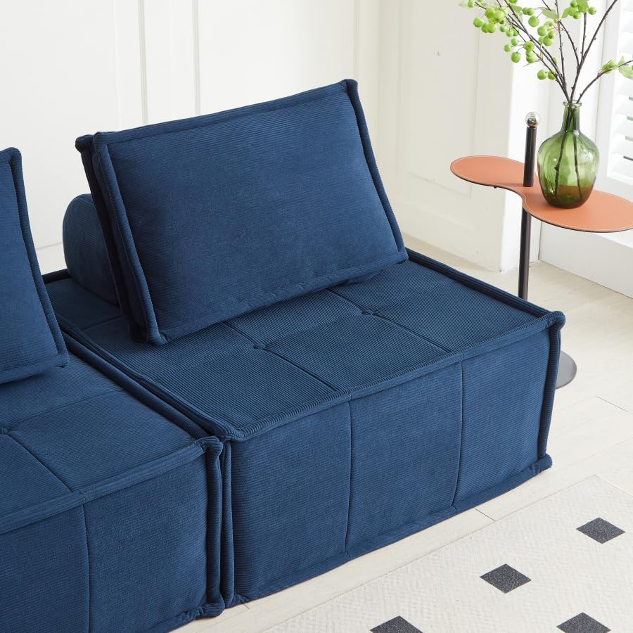 Swbvs 1-Piece Modular Single Couch, Deep Corduroy Lounge Chair with Adjustabl...