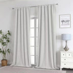 Joydeco Natural Linen Curtains 96 inch Length 2 Panels Set Burg 100% Blackout Patio Door Curtain Room Darkening Sliding Door Curtains Thermal Insulated Back tab Rod Pocket(105x96 inch, Light Beige)