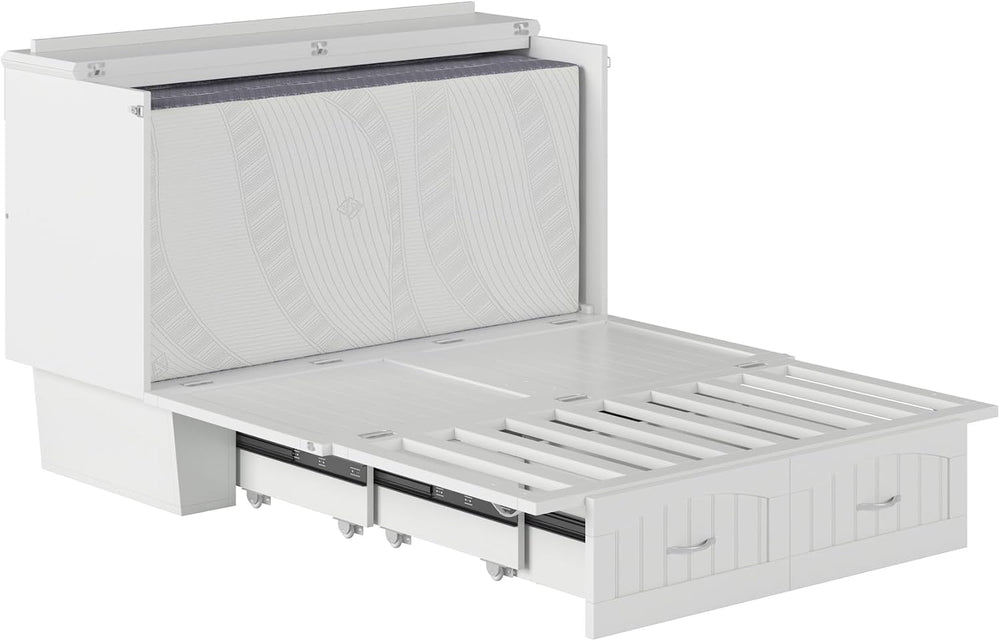 AFI, Nantucket Murphy Bed Chest Full with 6" Mattress & Drawer, White