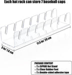 SIPRDE Hat Stand for Baseball Caps Display and Organizer - 2 Pack, No Install Acrylic Hat Holder for 14 Baseball Caps for Bedroom, Closet, Dresser(Clear)