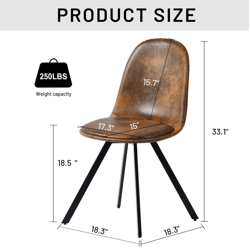FurnitureR Set of 4 Swivel Suede Dining Chairs, Armless Mid-Back Upholstered ...