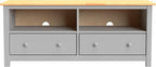 Handcrafted Solid Oak TV Stand Entertainment Center - Elegant Gray/Pine Media Console with Spacious Storage Drawers & Open Shelves - Sturdy Wood Cabinet Fits TVs up to 55 Inches