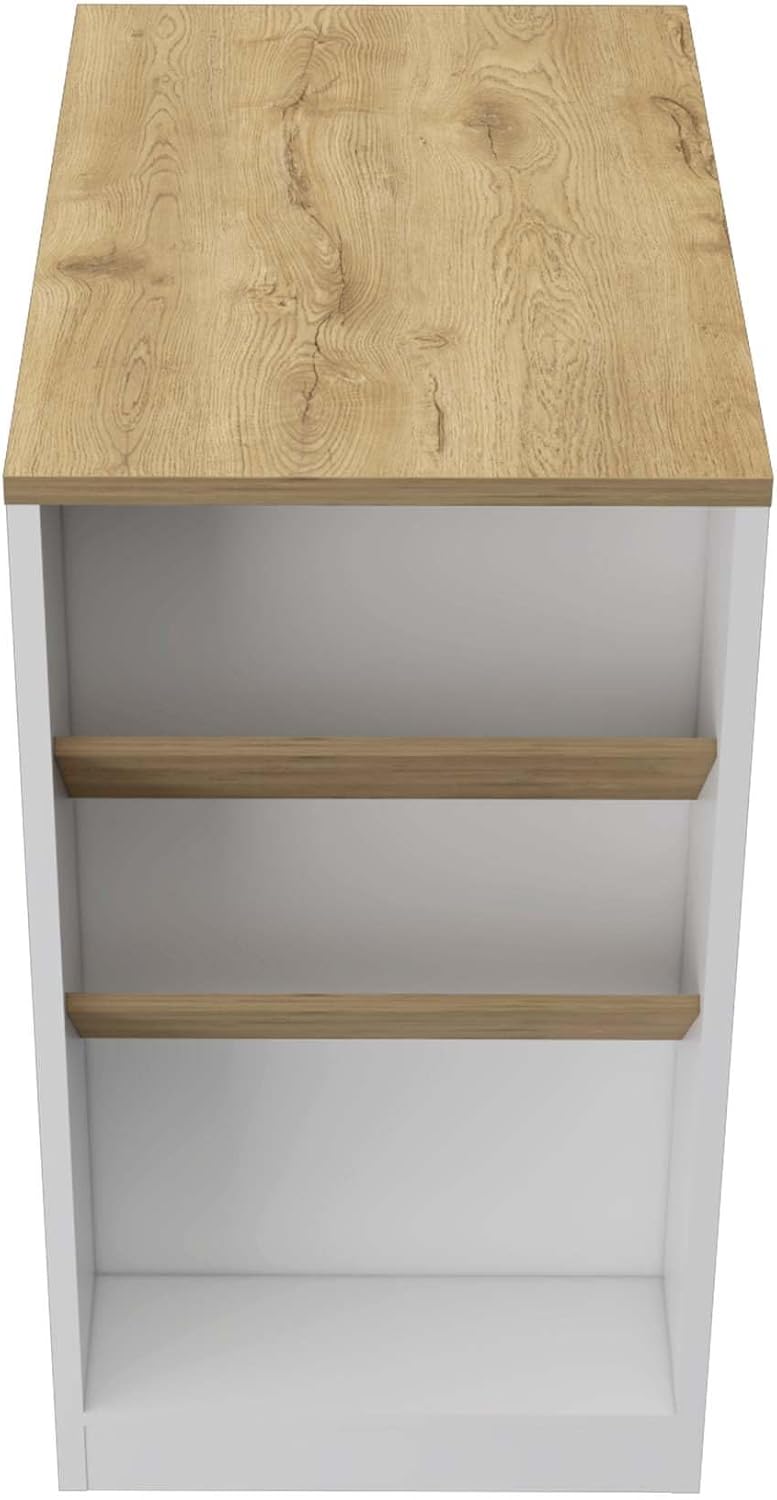 Wine Storage Pedestal Kitchen Island White and Macadamia | Three-tier design ...
