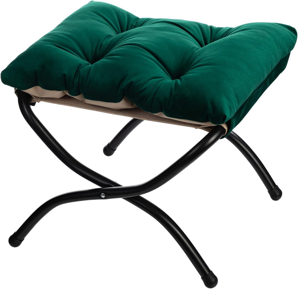 HollyHOME 15"(H) Folding Footrest Stool, Upholstered Small Foldable Otto...