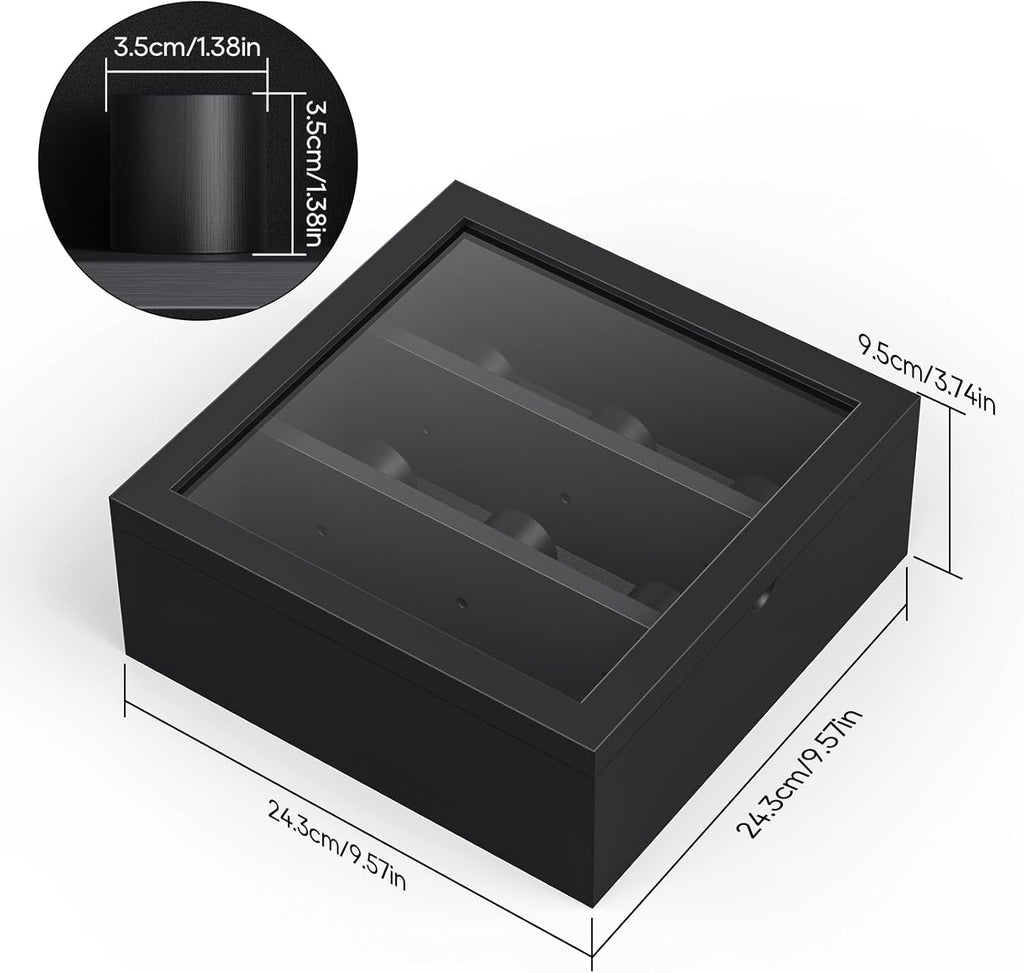 TJ.MOREE 9-Slot Watch Display Case, Wall Mount Wooden Watch Box, Vertical Storage Men’s Watch Box