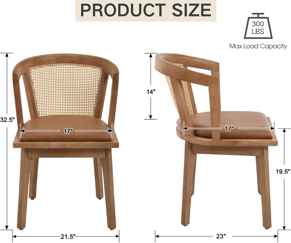 CIMOTA Mid-Century Modern Rattan Wood Dining Chairs Set of 4, Farmhouse Kitch...