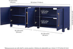 Henn&Hart TV Stand for TVs up to 75" with 2 Concealed Storage Cabinets with an Adjustable Shelf for Living Room, Family Room, or Office, Navy