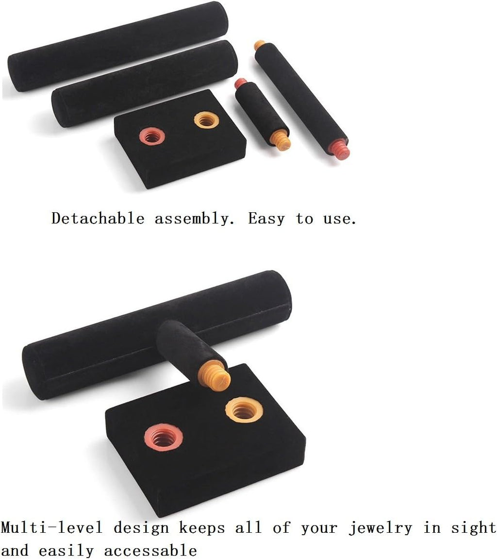 Wudygirl Velvet Bracelet Holder2 Tie Jewelry Stand Jewelry Holder Organizer for Bracelets Watches Necklaces Gift for Girl Women（Black 2 Tie）