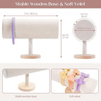 ProCase Headband Holder Organizer for Girls Women, Velvet Headband Stand for Storage Display -Beige, 1 Pack
