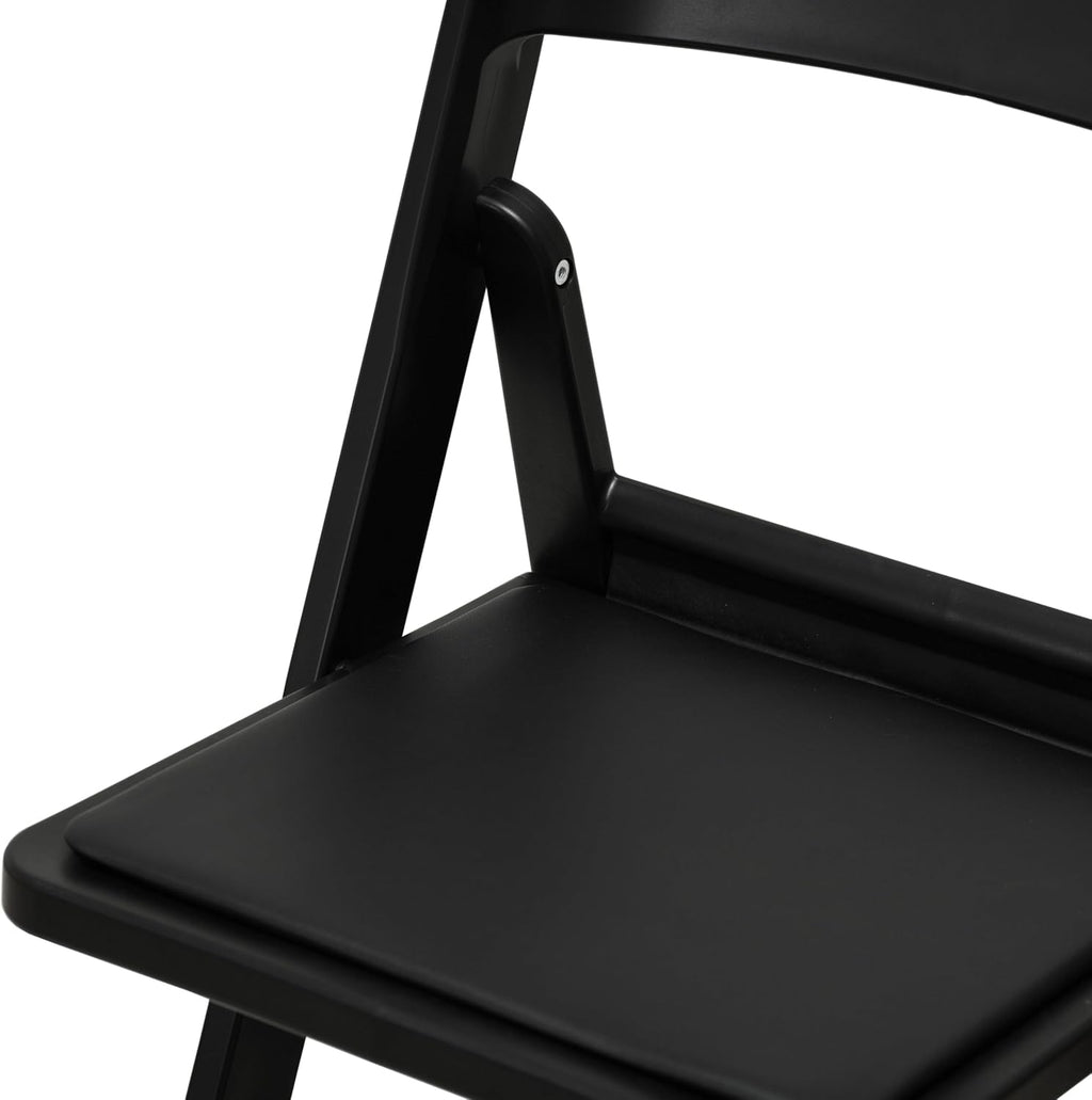Flash Furniture Hercules Tucker Commercial Black Resin Folding Chair - Lightweight, Vinyl Padded Removable Seat, Indoor Outdoor Use, Event & Wedding Ready, Set of 4