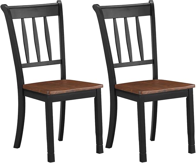 Giantex Wood Dining Chairs Set of 2, Armless Kitchen Chairs w/Solid Rubber Wo...