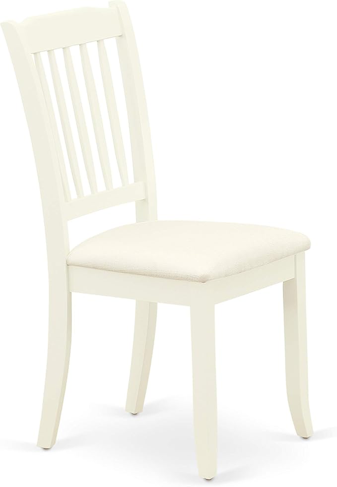 East West Furniture LGDA5-LWH-C 5 Piece Dining Room Table Set Includes a Rectangle Kitchen Table with Butterfly Leaf and 4 Linen Fabric Upholstered Dining Chairs, 42x84 Inch, Linen White