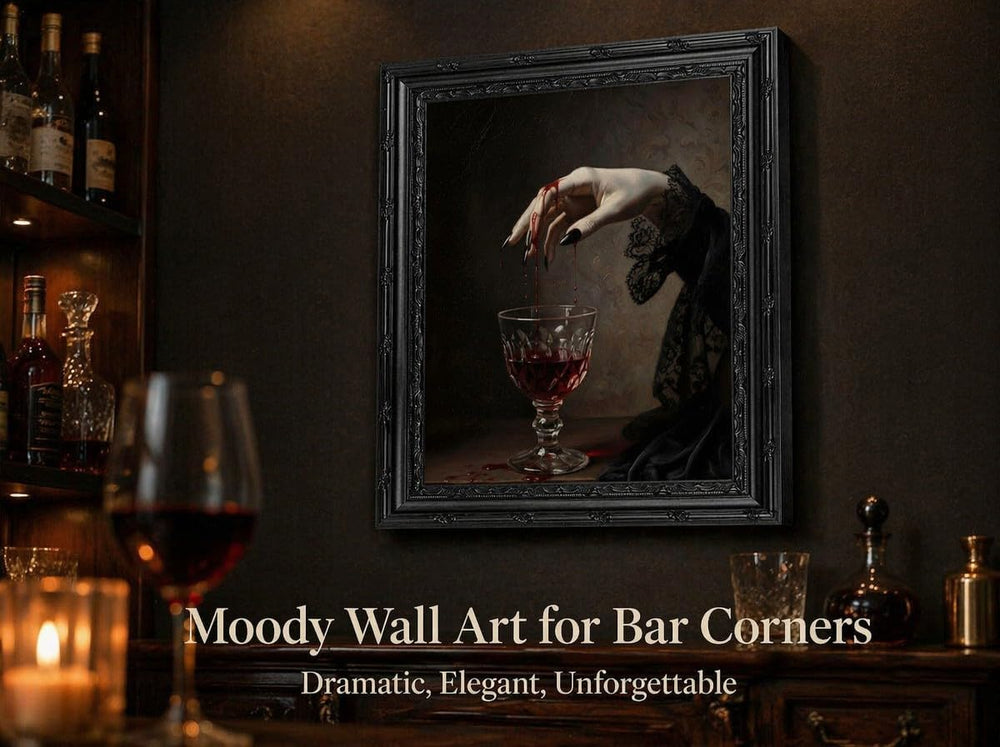 EIDHFBFJ Vintage Gothic Vampire Framed Wall Art Vampire Hands Blood Wine Glas...
