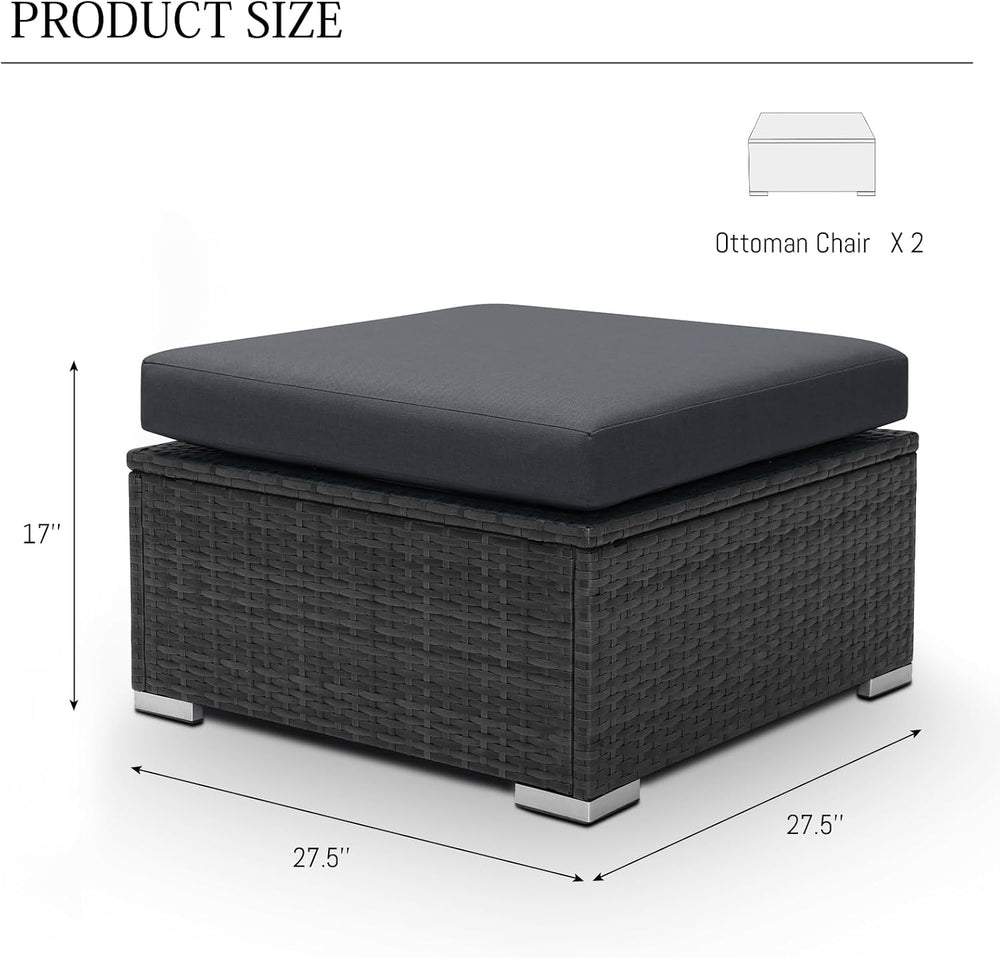 BULEXYARD 2 Pieces PE Rattan Patio Furniture Ottoman Sofas with Thick Cushion...