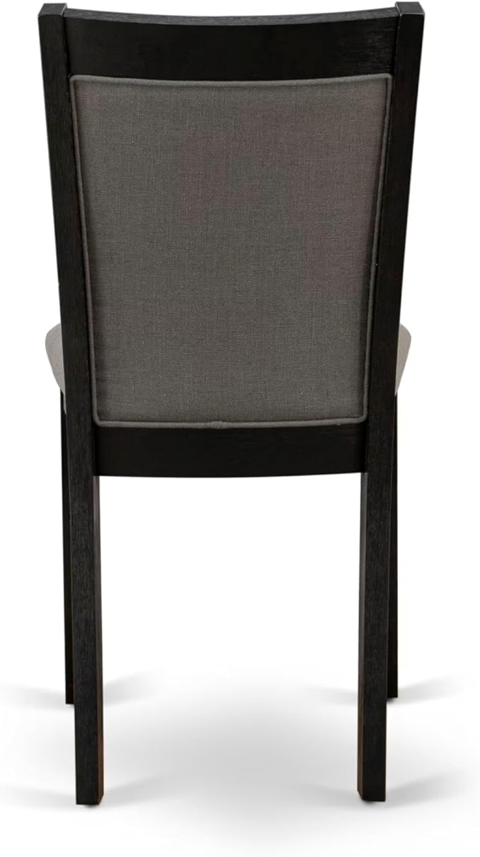 East West Furniture V697MZ650-9 9 Piece Kitchen Table Set Includes a Rectangle Dining Table with V-Legs and 8 Dark Gotham Grey Linen Fabric Parson Dining Chairs, 40x72 Inch, Multi-Color